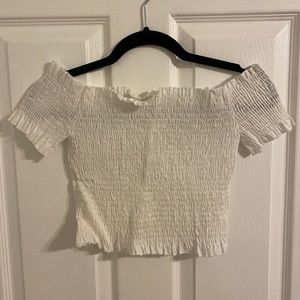 White Off the Shoulder Crop Top